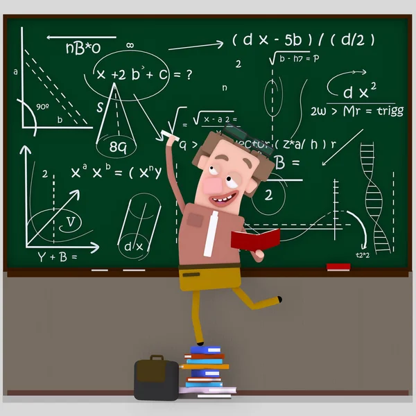 Teacher Writing Maths Formula Chalkboard Illustration — Stock Photo, Image