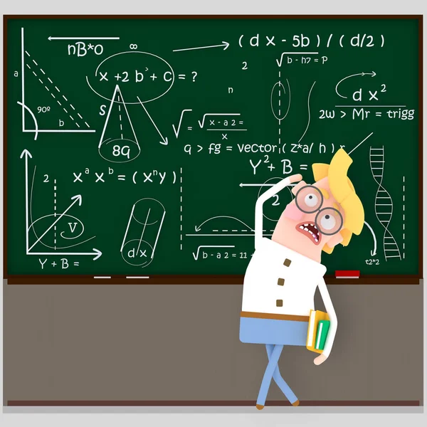 Student Looking Chalkboard Illustration — Stock Photo, Image