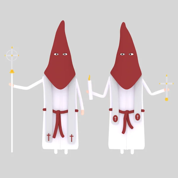 Weiß Rote Papon Prozession Illustration — Stockfoto