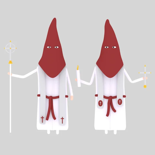 Procession Papon Rouge Blanc Illustration — Photo