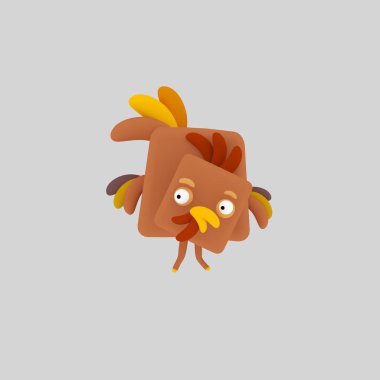 Güzel tavuk. 3D animasyon