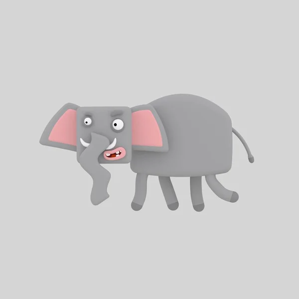 Grey elephant. 3d animation