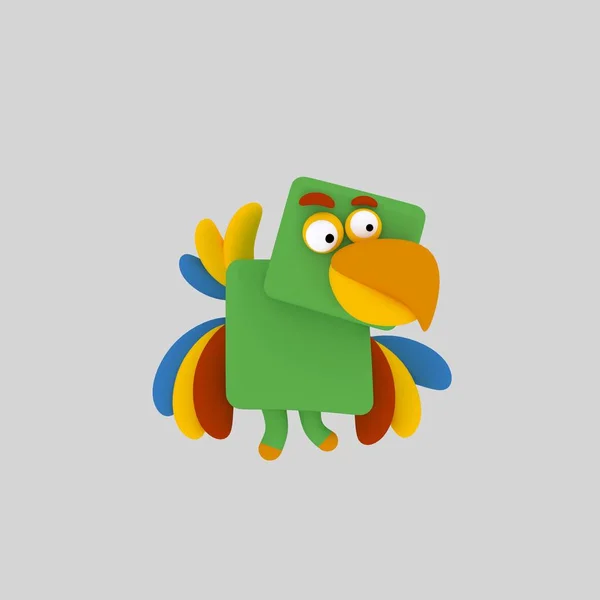 Colorful parrot. 3d animation
