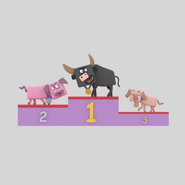 Animal podium. 3d animation