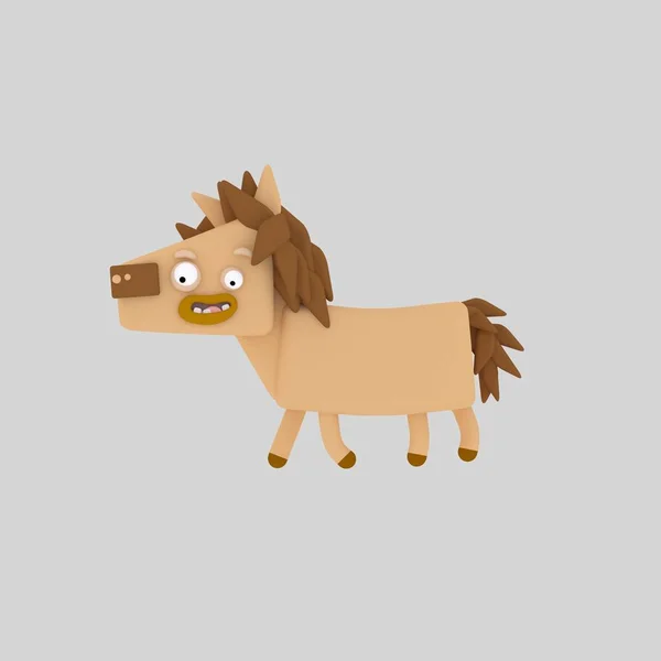 Brown horse. 3d animation