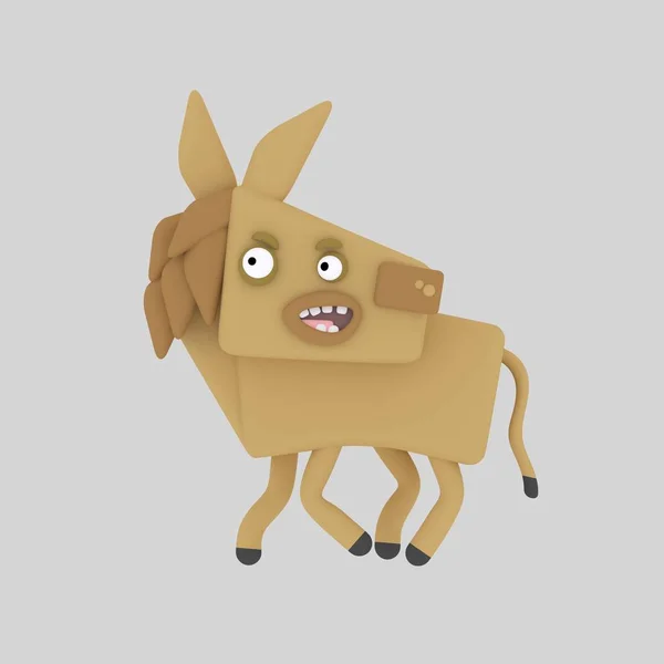 Brown horse. 3d animation