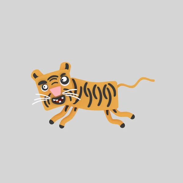 Tiger running. 3d animation
