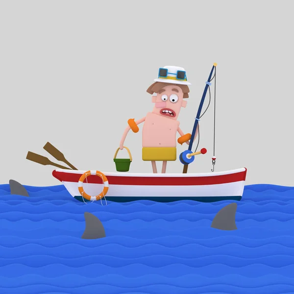 Man on a boat. 3d illustration