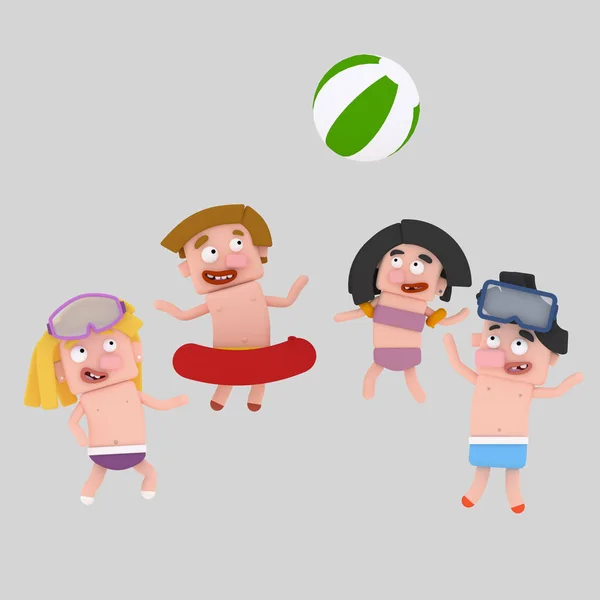 Children Playing Beach Illustration — Stock Photo, Image