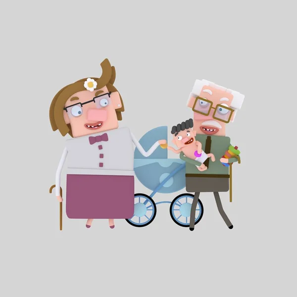 Nagyszülők Unokája Illusztráció — Stock Fotó