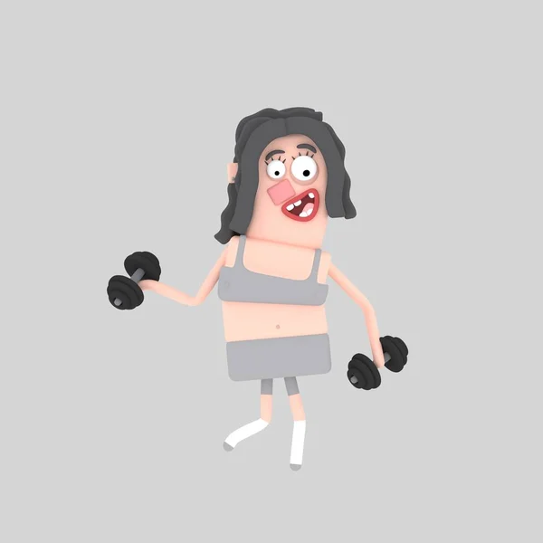 Frau Trainiert Fitnessstudio Gewicht Illustration — Stockfoto