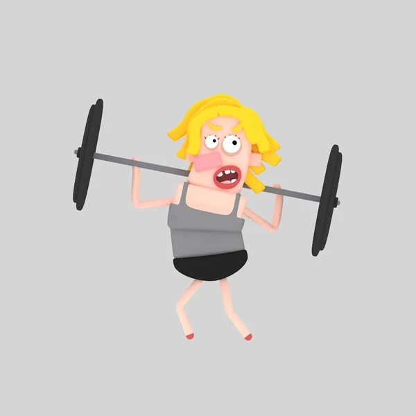 Woman Practicing Weight Lifting Illustration — Stock Photo, Image