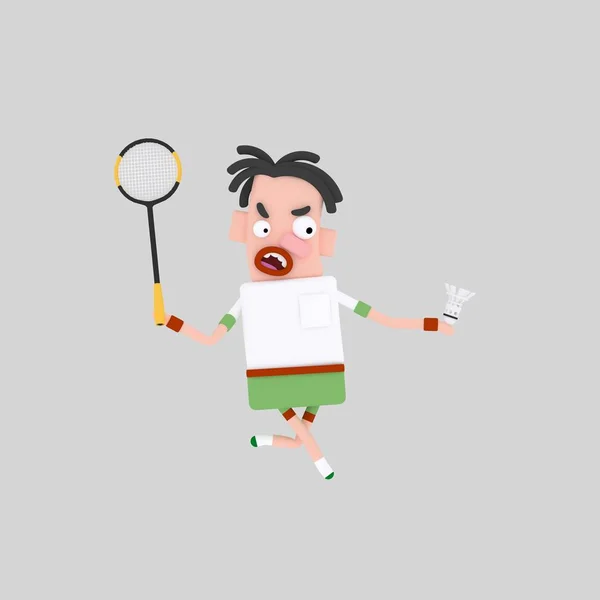 Man Spelar Badminton Illustration — Stockfoto