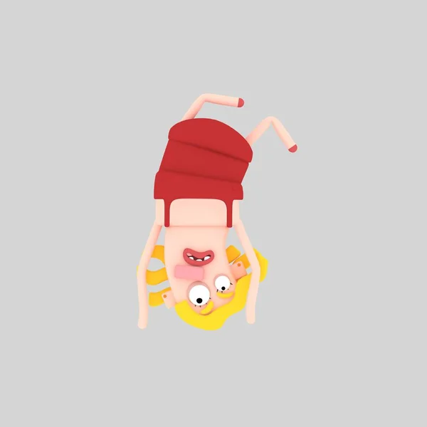 Gymnastic girl jumping. 3d illustration