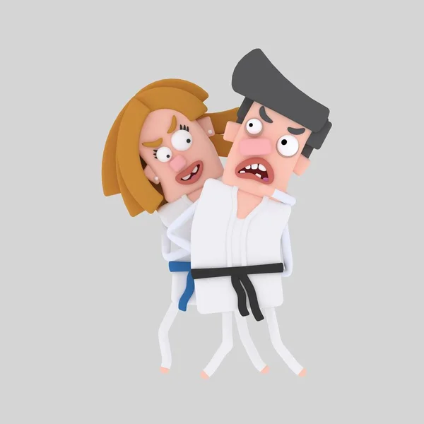 Vuxna Tränar Personliga Försvar Karate Personer Illustration — Stockfoto