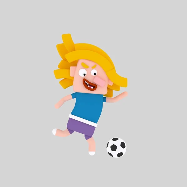 サッカー ブロンドの女の子 イラストレーション — ストック写真