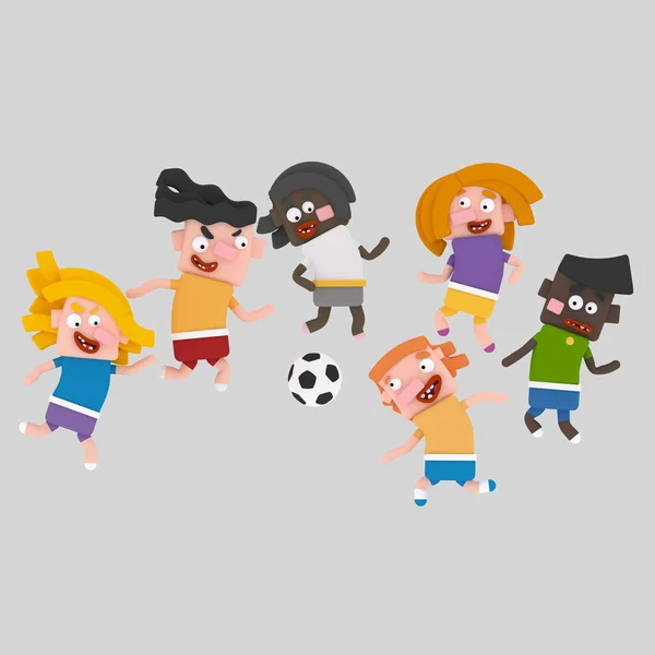 Niños Jugando Fútbol Ilustración — Foto de Stock