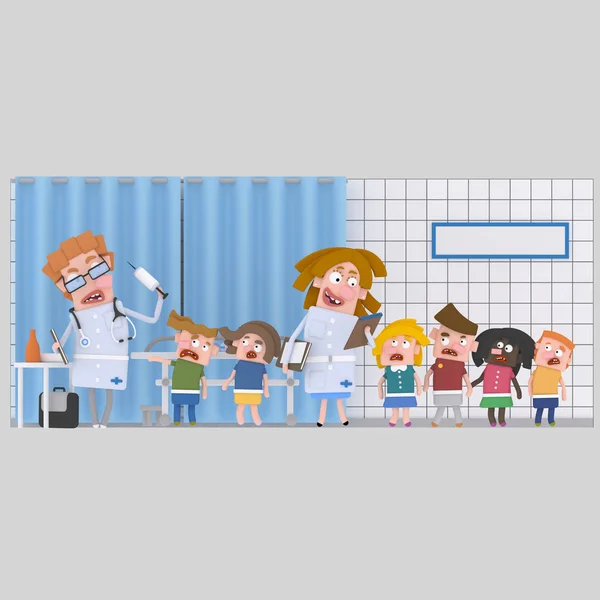 Bambini Alla Clinica Medica Analisi Del Sangue Illustrazione — Foto Stock