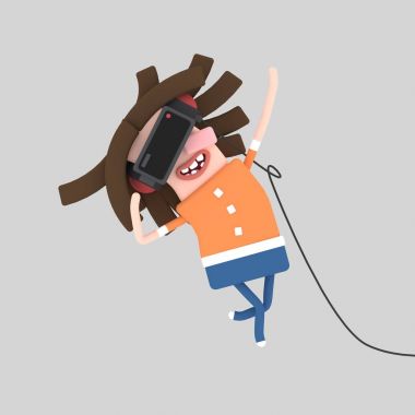 Kadının VR ile ayarlayın. 3D çizim