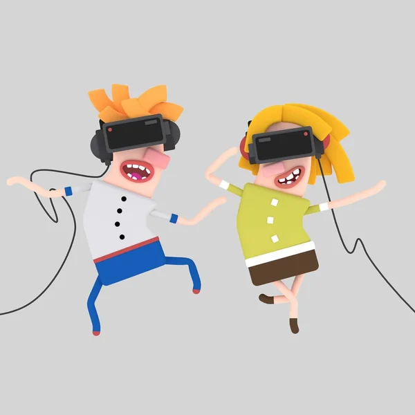 Couple dancing in virtual world. 3d illustration