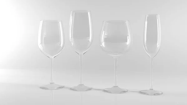 Verres Vin Diferents Sur Fond Noir Verres Nettoyants Vides Propres — Photo