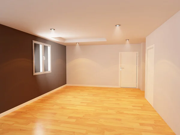 Chambre vide mur de couleur avec plancher en bois , — Photo