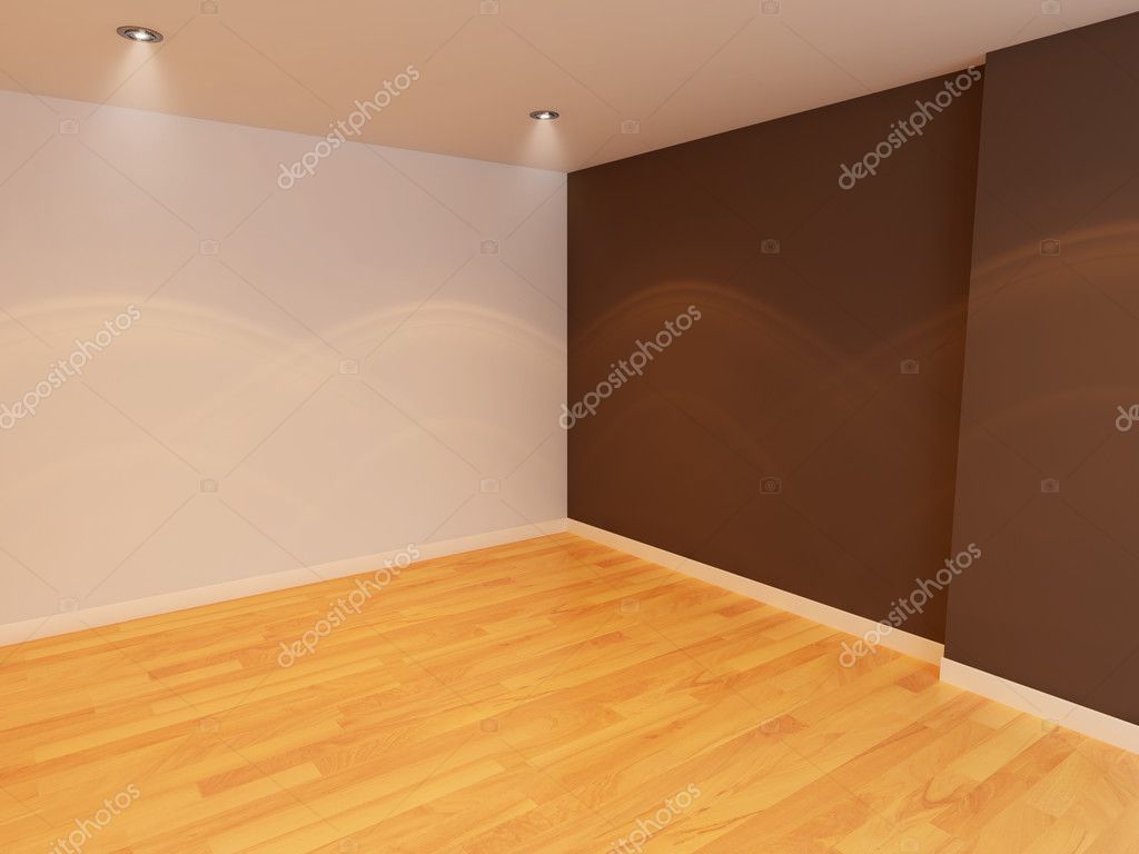Parete di colore di stanza vuota con pavimento in legno — foto stock ... Pavimento beige colore pareti