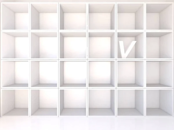 V で空の白い棚 — ストック写真