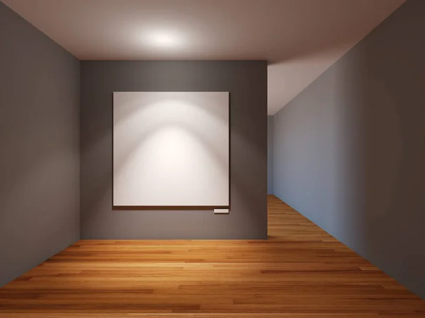 Interior do quarto vazio com tela branca na parede cinza no galer — Fotografia de Stock
