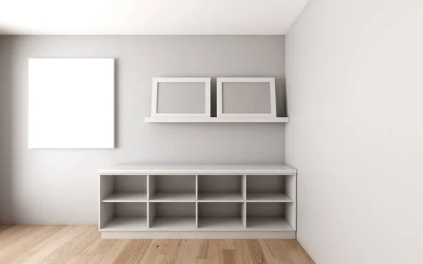 Quarto com armário e prateleira — Fotografia de Stock