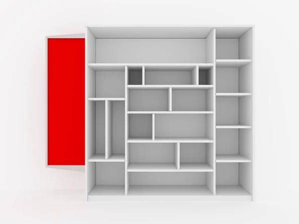 Color white shelves design with blank red promote on white backg