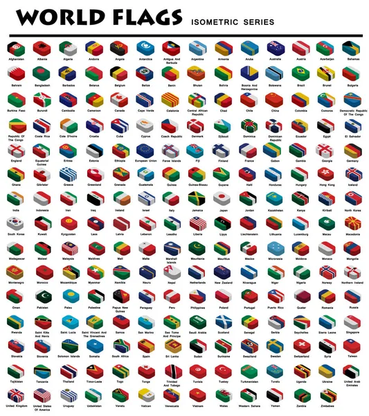 Isometrische Flaggen der Welt — Stockvektor