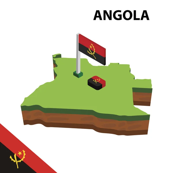 Mapa e bandeira de Angola . — Vetor de Stock