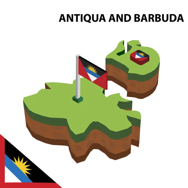 Térkép és Antigua és Barbuda zászlaja. — Stock Vector