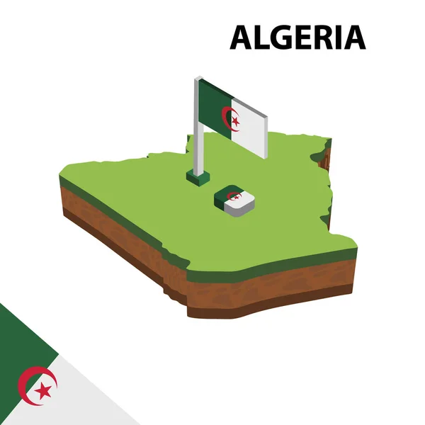 Carte et drapeau de l'Algérie — Image vectorielle