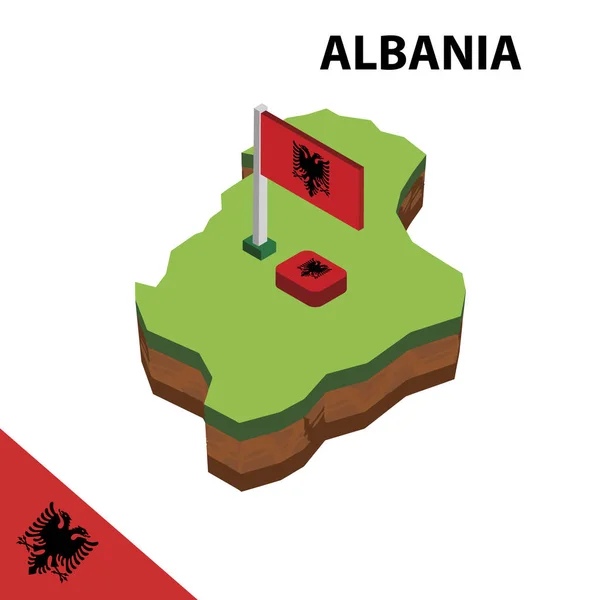 地图和阿尔巴尼亚国旗. — 图库矢量图片