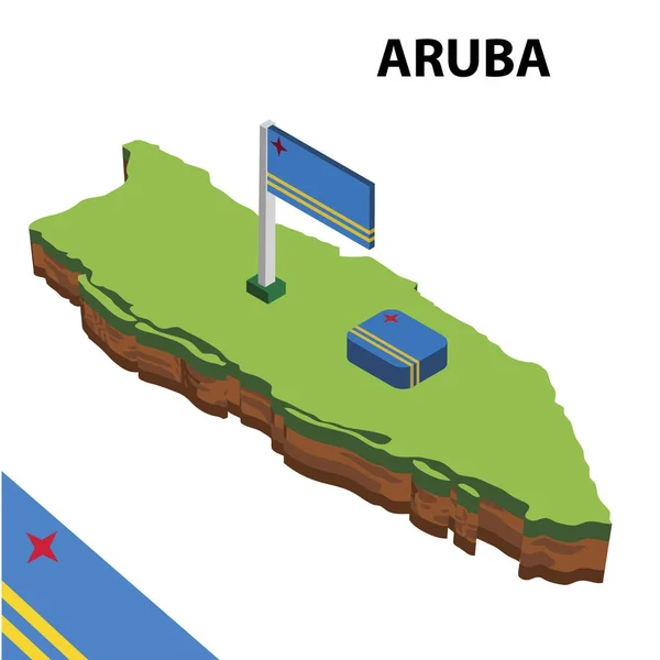 地图和国旗的阿鲁巴. — 图库矢量图片