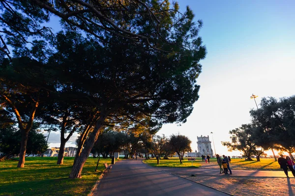 Lisbon Portugal Januar 2018 Ein Schöner Park Mit Nadelbäumen Und — Stockfoto