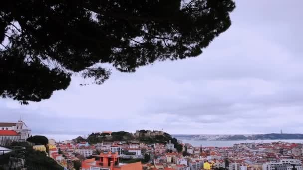 Lissabon Dak Van Senhora Monte Uitkijkpunt — Stockvideo