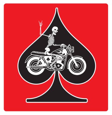 Ace of Spades with Skeleton Biker vector design