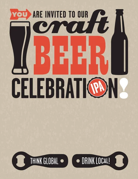 Craft Beer Vector Invitation — Stock Vector