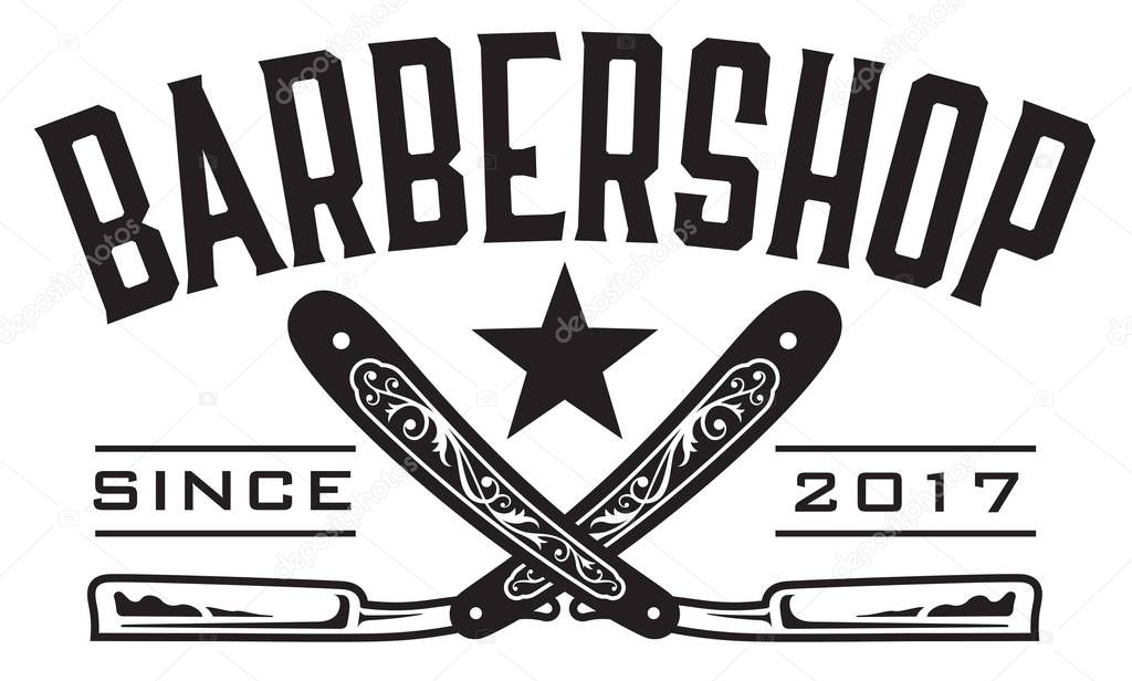 Barbershop Logo with vintage razors