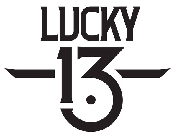 Lucky 13 Vector Emblem. — Stock Vector