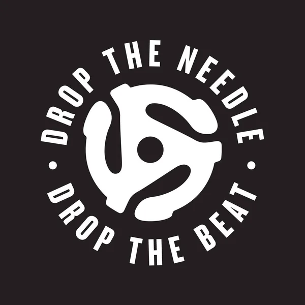 Drop the needle, drop the beat vinyl record logo — Stock Vector