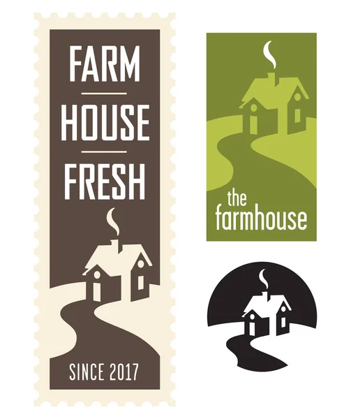 Набор векторных логотипов фермерского дома — стоковый вектор