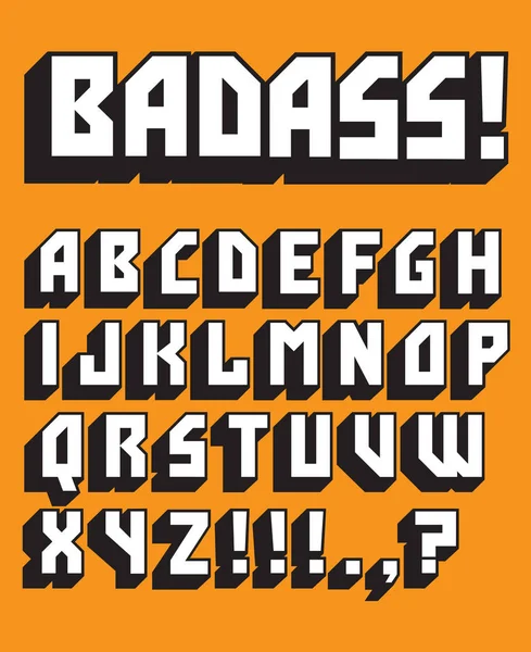 Alphabet rétro vectoriel personnalisé Badass — Image vectorielle