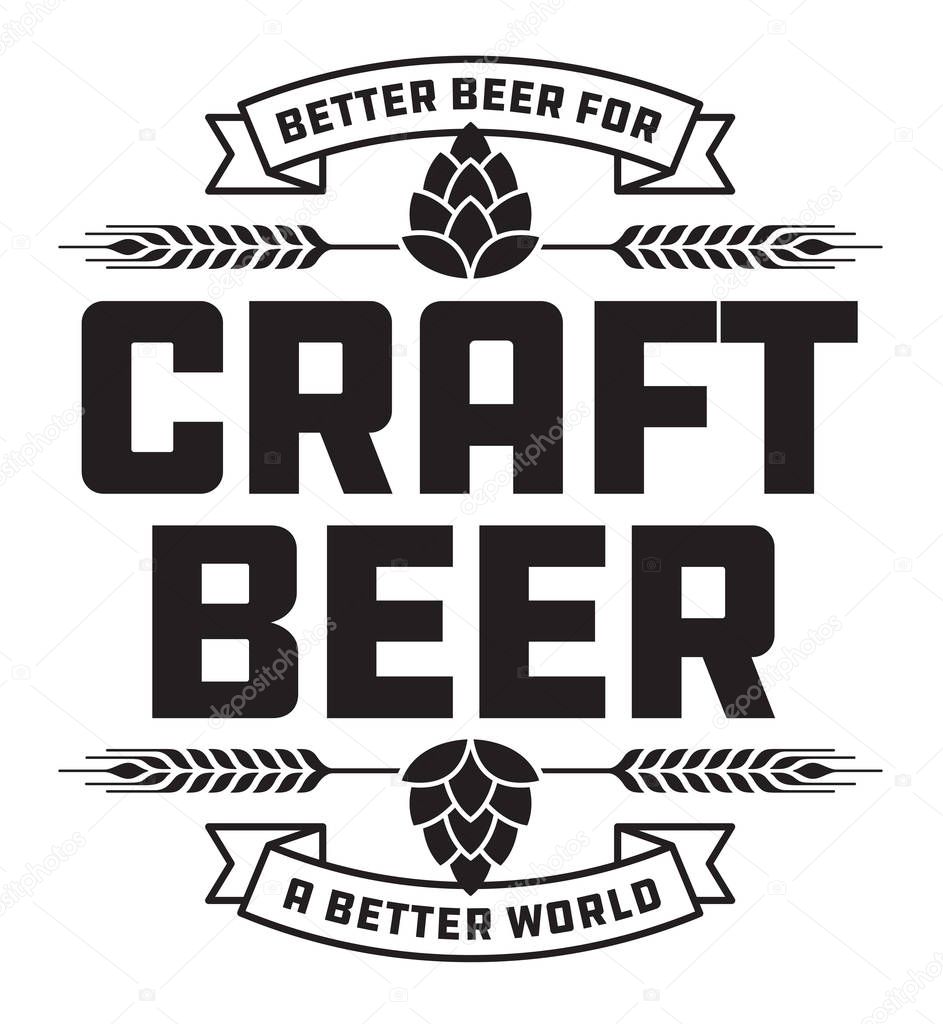 Craft beer vector design features wheat or barley wreath and the slogan, Better Beer for a Better World.