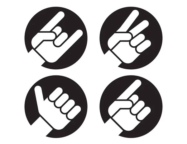 Satz von vier flachen Handgesten-Vektorsymbolen. — Stockvektor