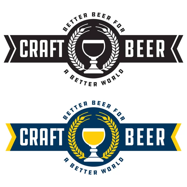 Emblema ou etiqueta de estilo de bandeira de cerveja artesanal — Vetor de Stock