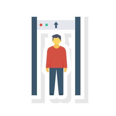 & Güvenliği kontrol etmek için havalimanı düz simgesi 